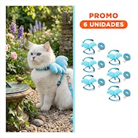 Pack6 Arnes Regulable Con Alitas Pequenas Para Perro Celeste Claro Y+Regalo Sticker